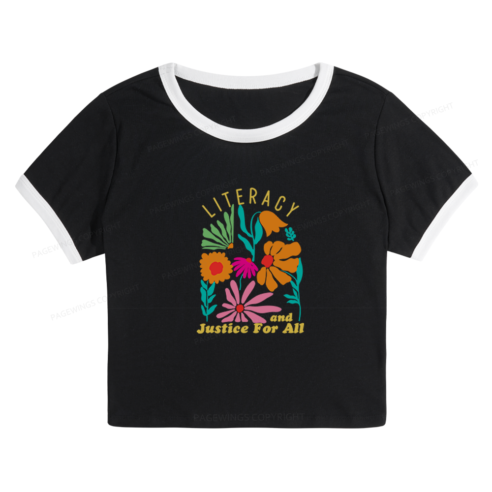 Pagewings Literacy And Justice Baby Tee Cropped Ringer T-Shirt 