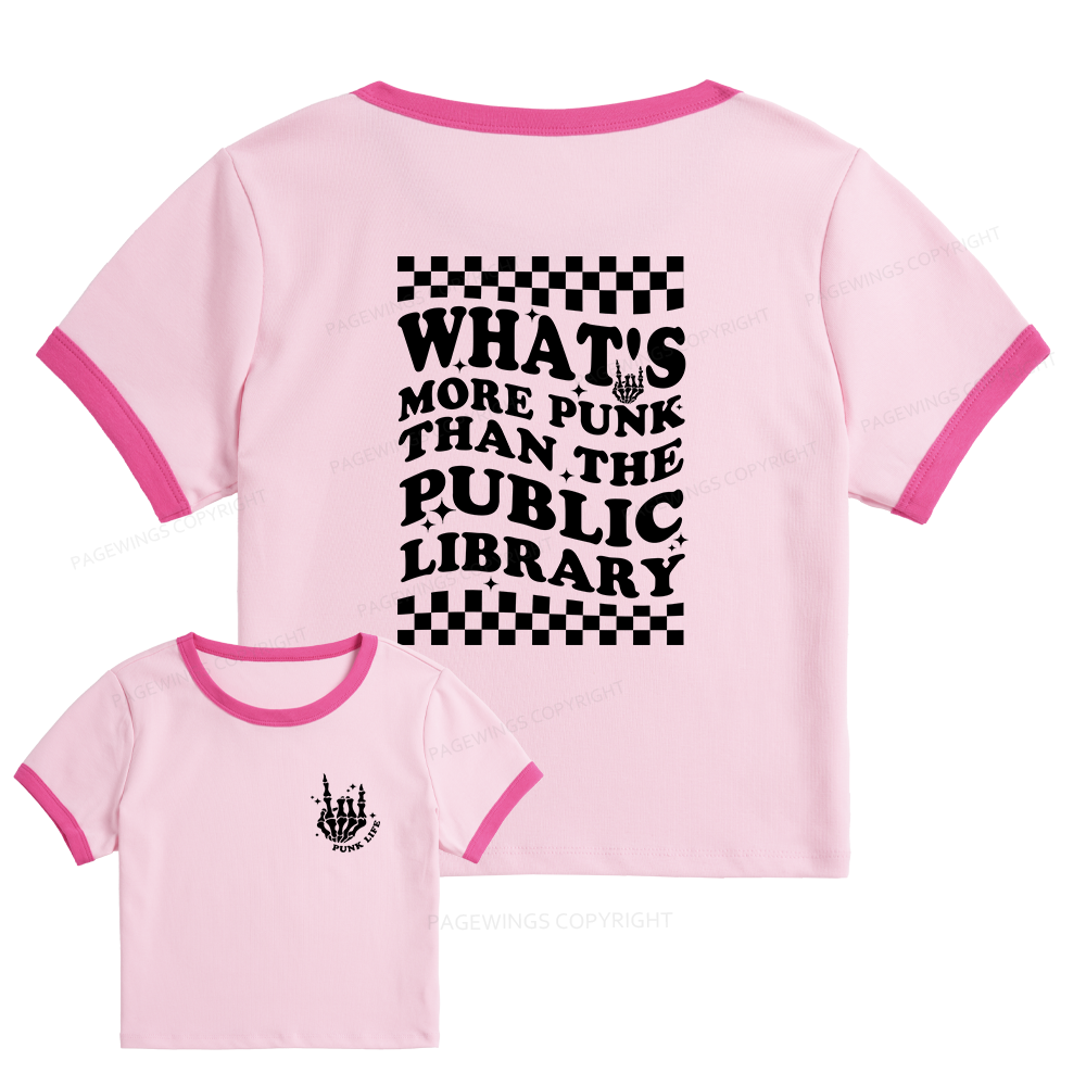 Pagewings Punk The Public Library Baby Tee Cropped Ringer T-Shirt 