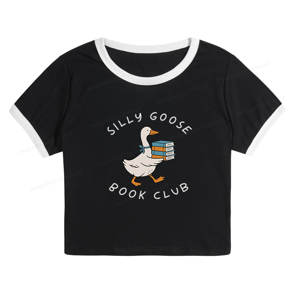 Pagewings Silly Goose Book Club Baby Tee Cropped Ringer T-Shirt 