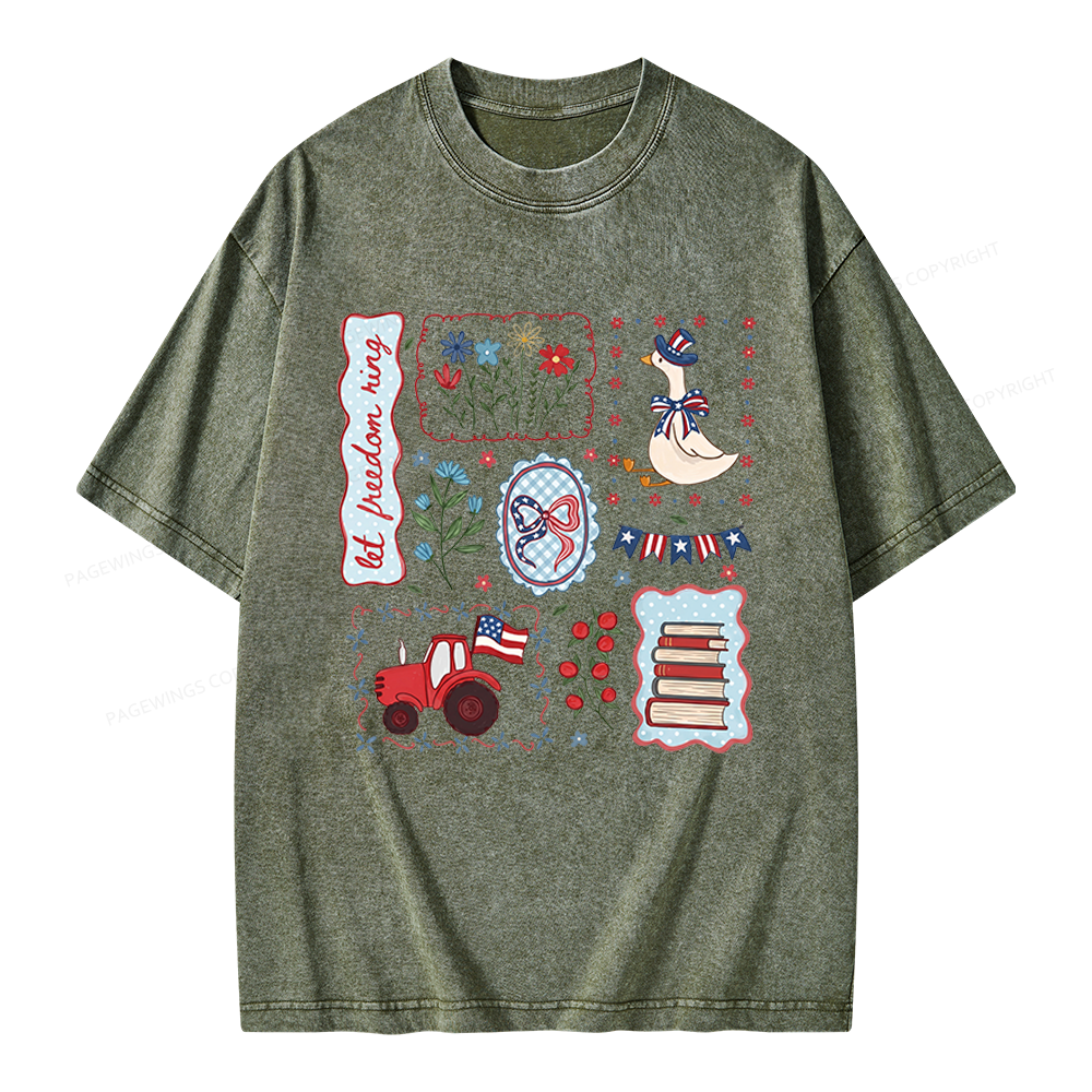 Pagewings Independence Day Unisex Washed T-shirt
