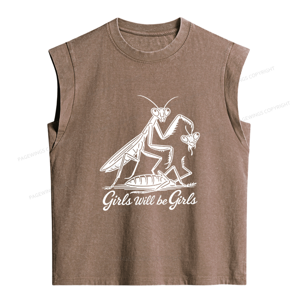 Pagewings Girls Will Be Girls Women's Washed Tank Top