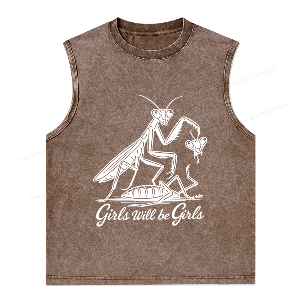 Pagewings Girls Will Be Girls Unisex Washed Tank Top