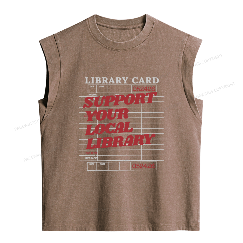 Pagewings Support your Local Library Women's Washed Tank Top