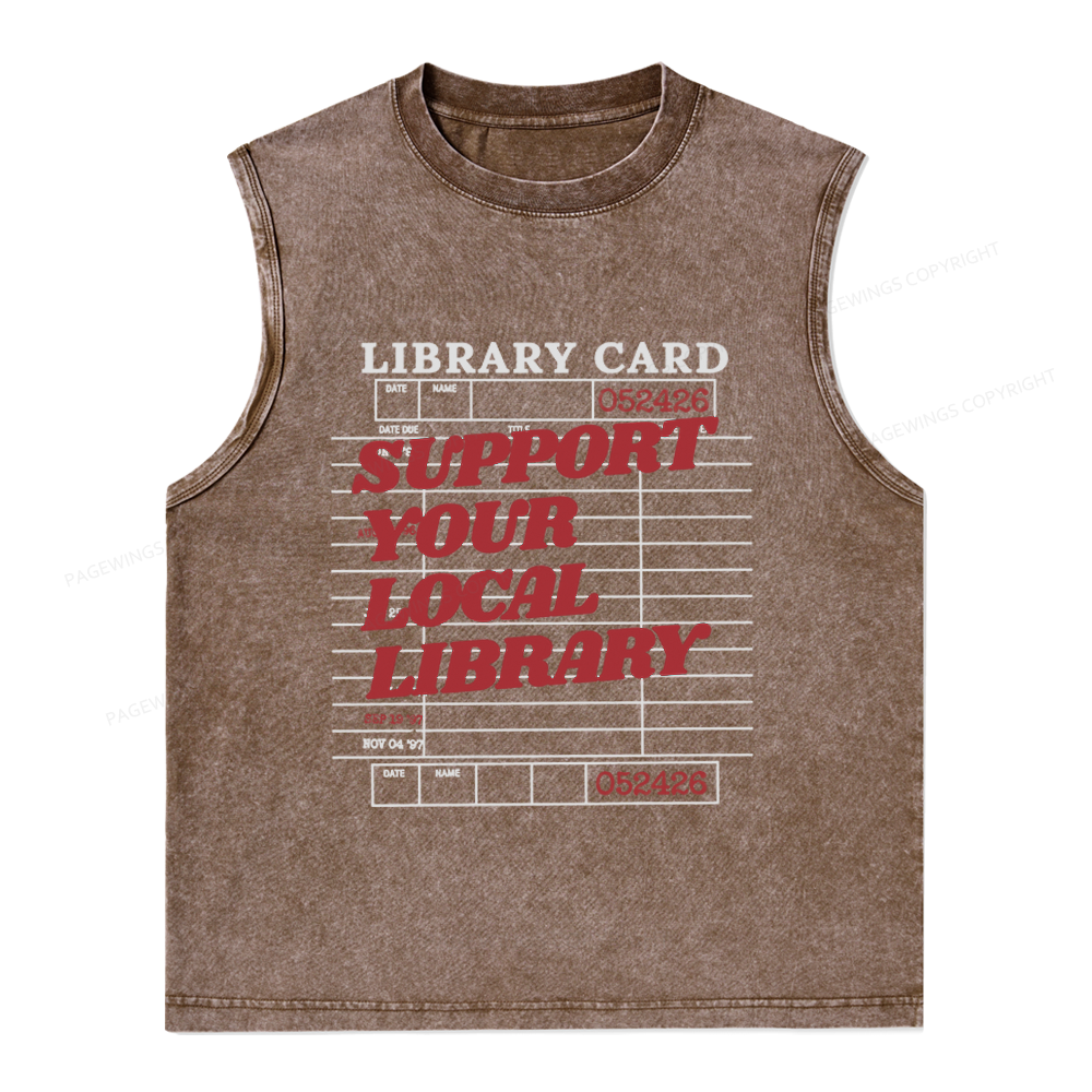 Pagewings Support your Local Library Unisex Washed Tank Top
