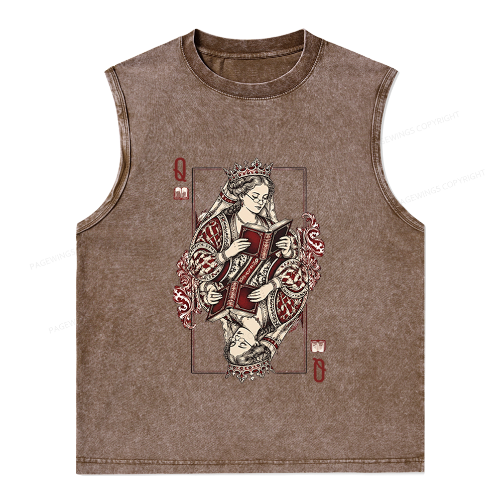 Pagewings Queen of Books Unisex Washed Tank Top