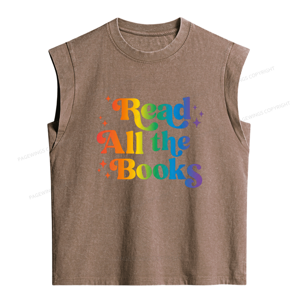 Pagewings Read All the Books Women's Washed Tank Top