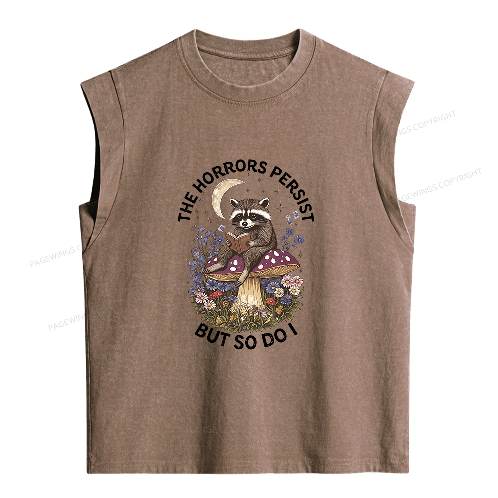 Pagewings The Horrors Persist But So Do I Women's Washed Tank Top