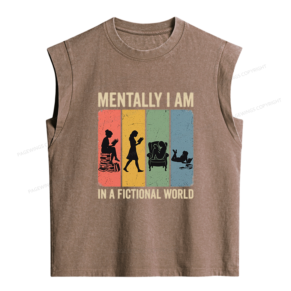 Pagewings Reading In A Fictional World Women's Washed Tank Top
