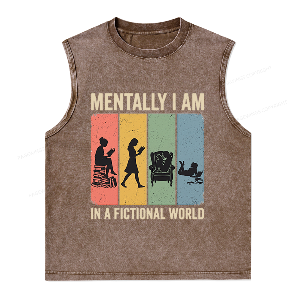 Pagewings Reading In A Fictional World Unisex Washed Tank Top