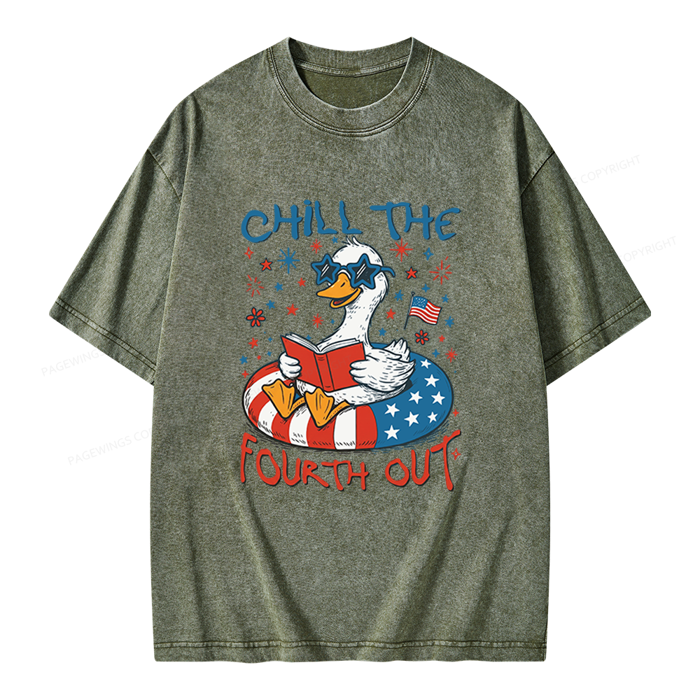 Pagewings Funny Patriotic Goose Unisex Washed T-shirt