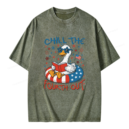 Pagewings Funny Patriotic Goose Unisex Washed T-shirt