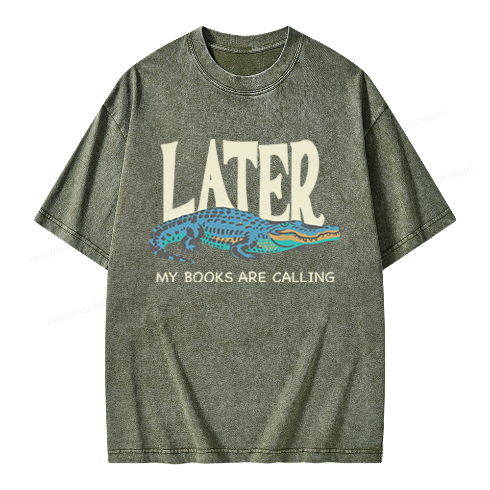 Pagewings My Books Are Calling Unisex Washed T-shirt