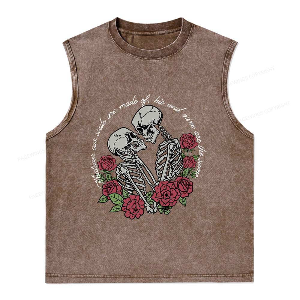 Pagewings Gothic Romance Skeleton Lovers Unisex Washed Tank Top