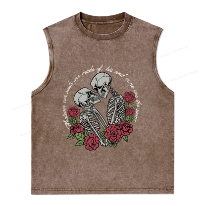 Pagewings Gothic Romance Skeleton Lovers Unisex Washed Tank Top