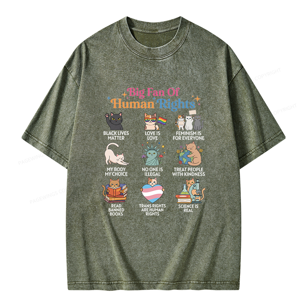 Pagewings Big Fan Of Human Rights Unisex Washed T-shirt