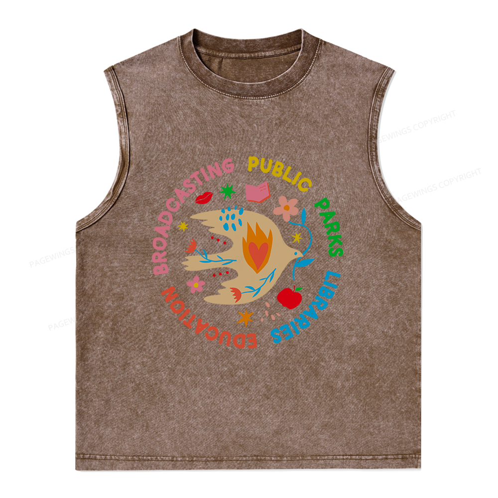 Pagewings Public Parks Libraries Unisex Washed Tank Top