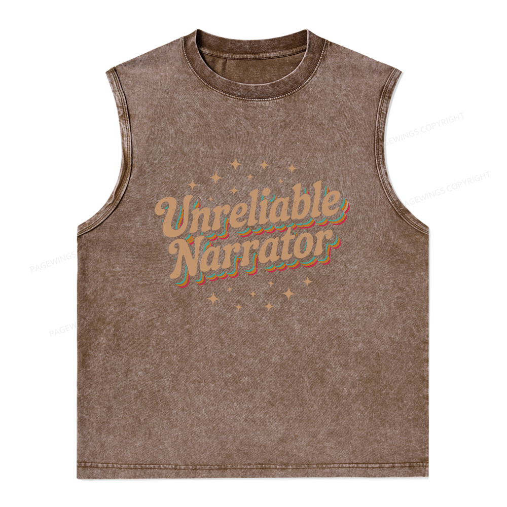 Pagewings Unreliable Narrator Unisex Washed Tank Top