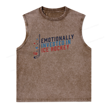 Pagewings Emotionally Invested in Ice Hockey Unisex Washed Tank Top