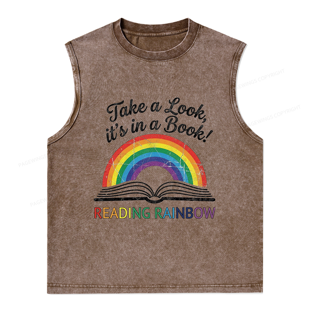 Pagewings Take A Look It's In A Book Unisex Washed Tank Top