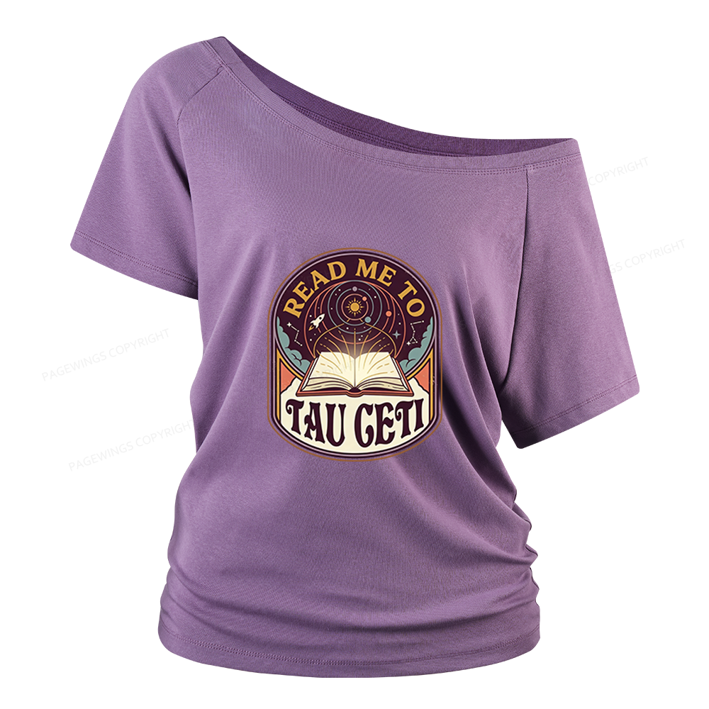 Pagewings Sci-Fi Novel Lover Women Off Shoulder T-shirts