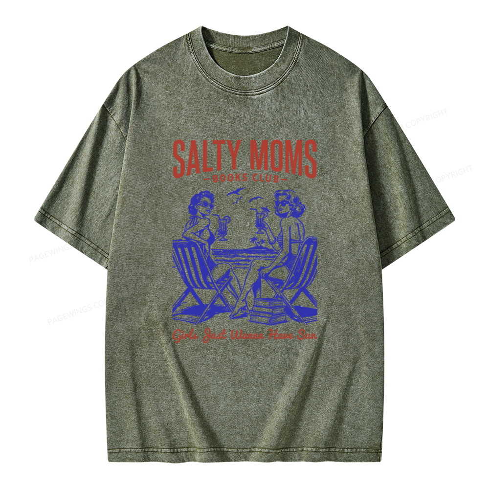 Pagewings Salty Moms Books Club Unisex Washed T-shirt