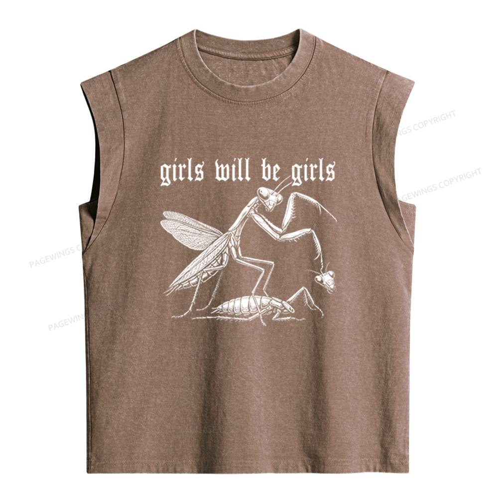 Pagewings Girls Will Be Girls Women's Washed Tank Top