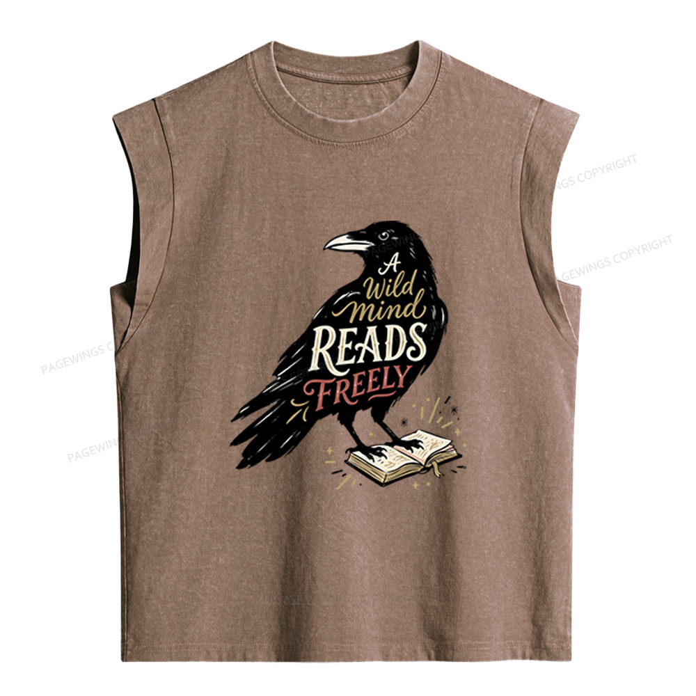 Pagewings A Wild Mind Reads Freely Women's Washed Tank Top