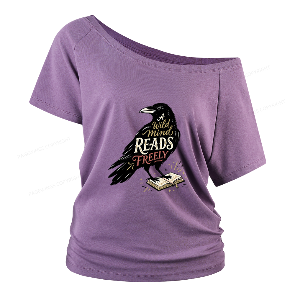 Pagewings A Wild Mind Reads Freely Women Off Shoulder T-shirts