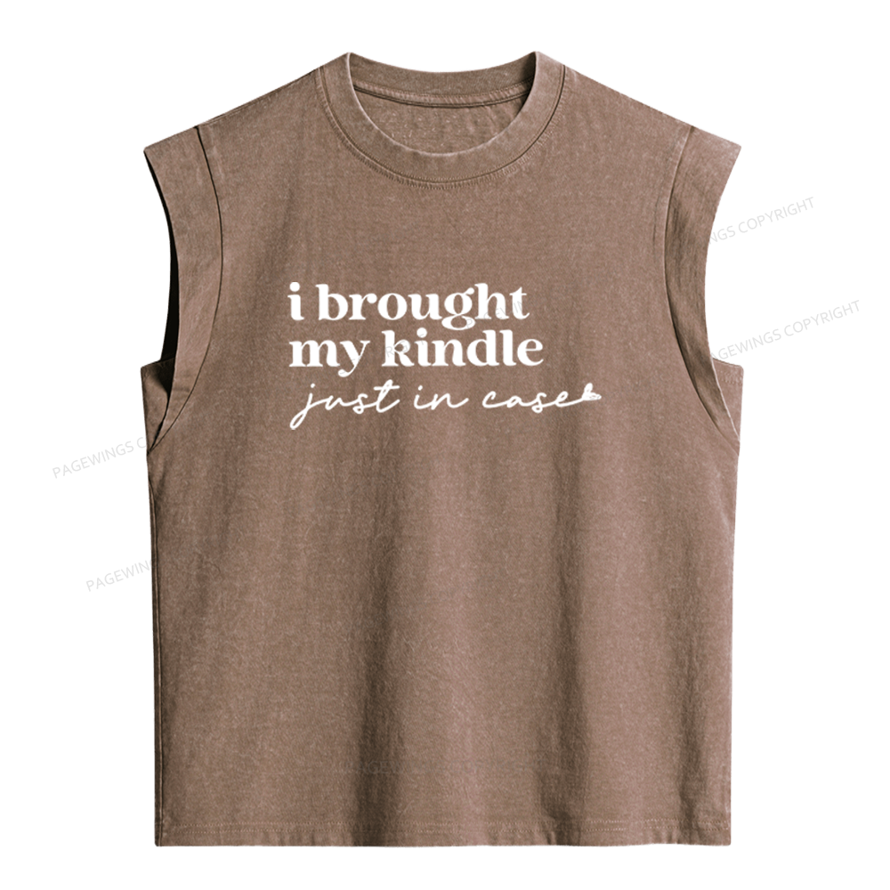 Pagewings I Brought My Kindle Just In Case Women's Washed Tank Top