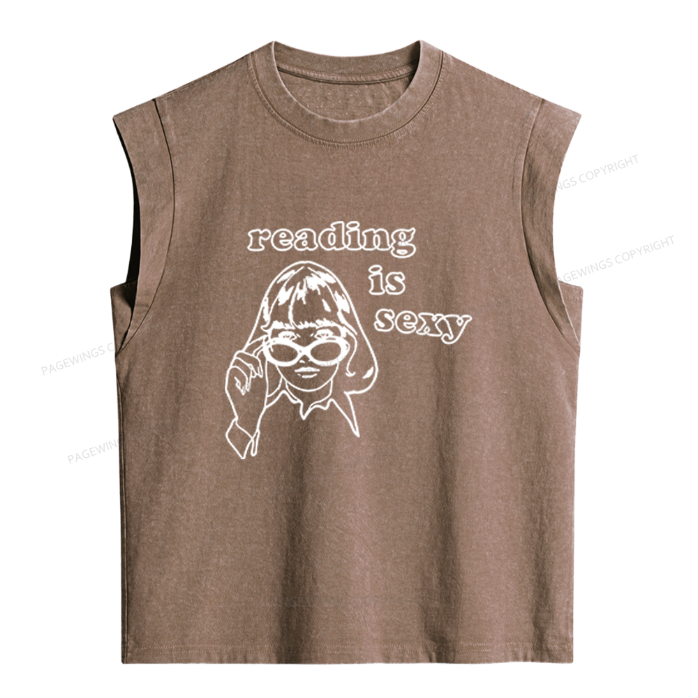 Pagewings Reading Is Sexy Women's Washed Tank Top