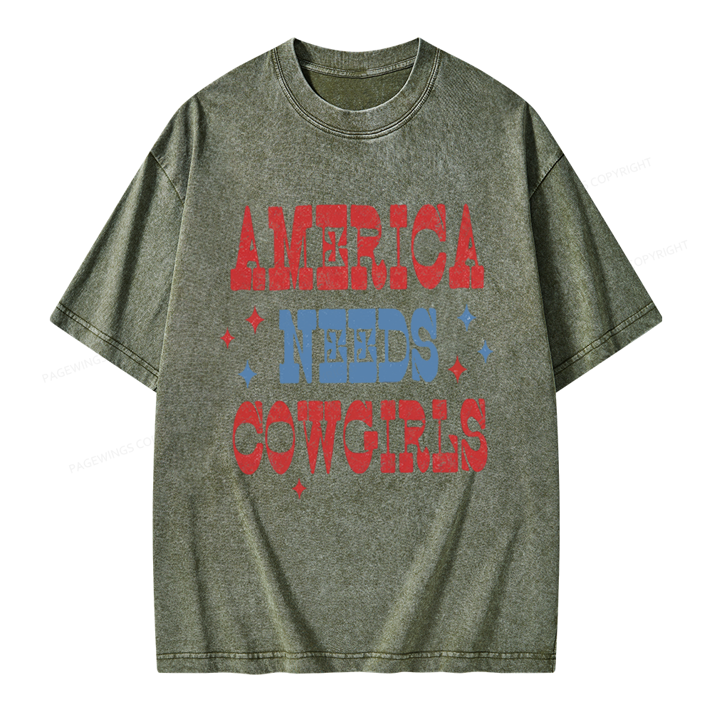 Pagewings America Needs Reading Unisex Washed T-shirt