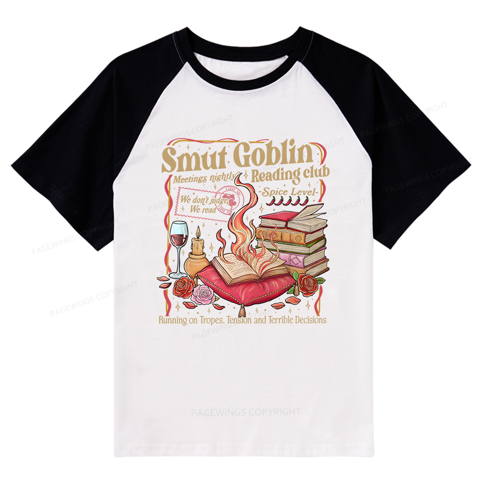 Pagewings Smut Goblin Dark Romance Bookish Raglan T-shirt