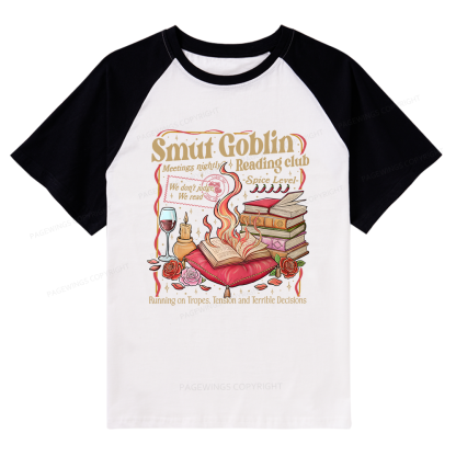 Pagewings Smut Goblin Dark Romance Bookish Raglan T-shirt