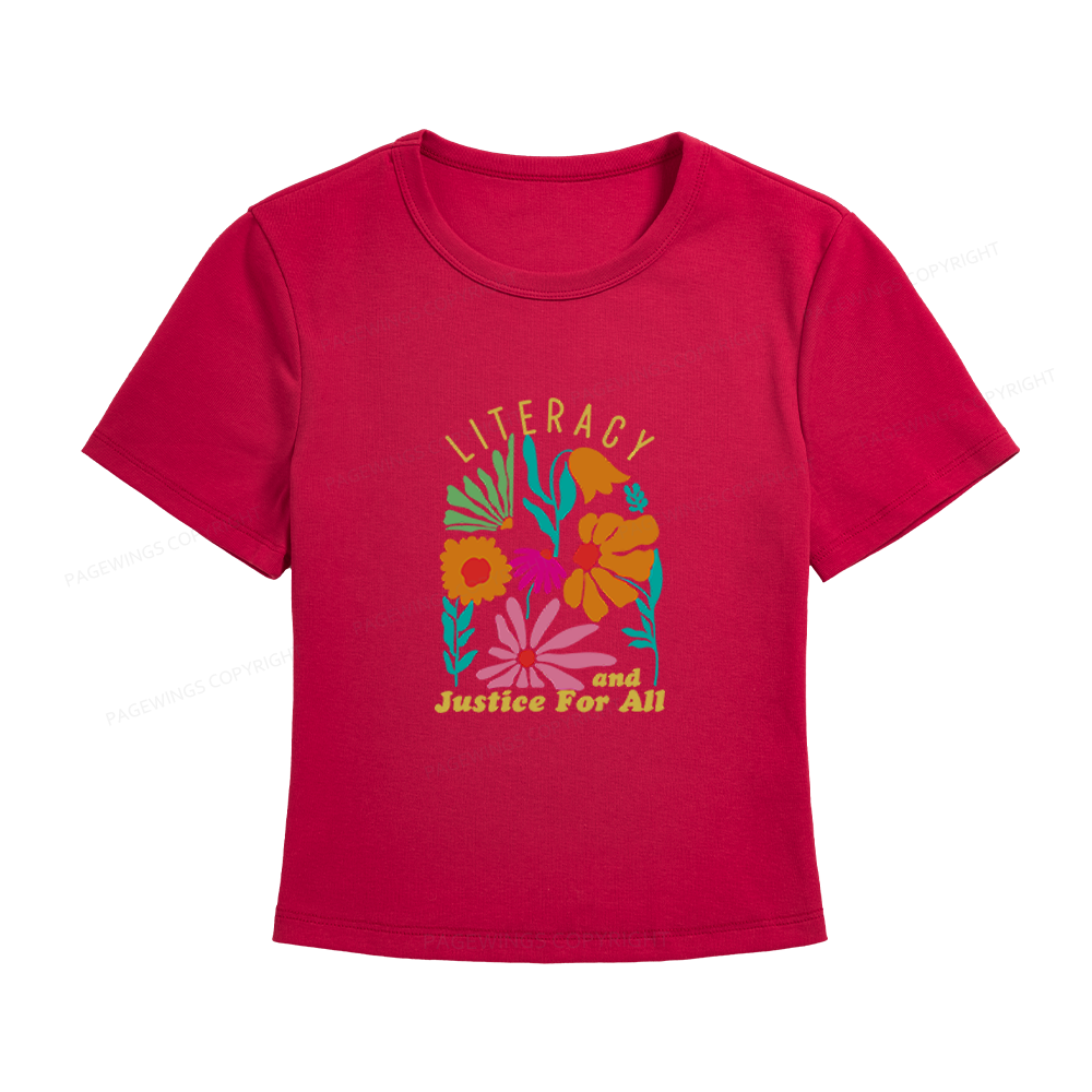 Pagewings Literacy and Justice for All Women's Baby Tee