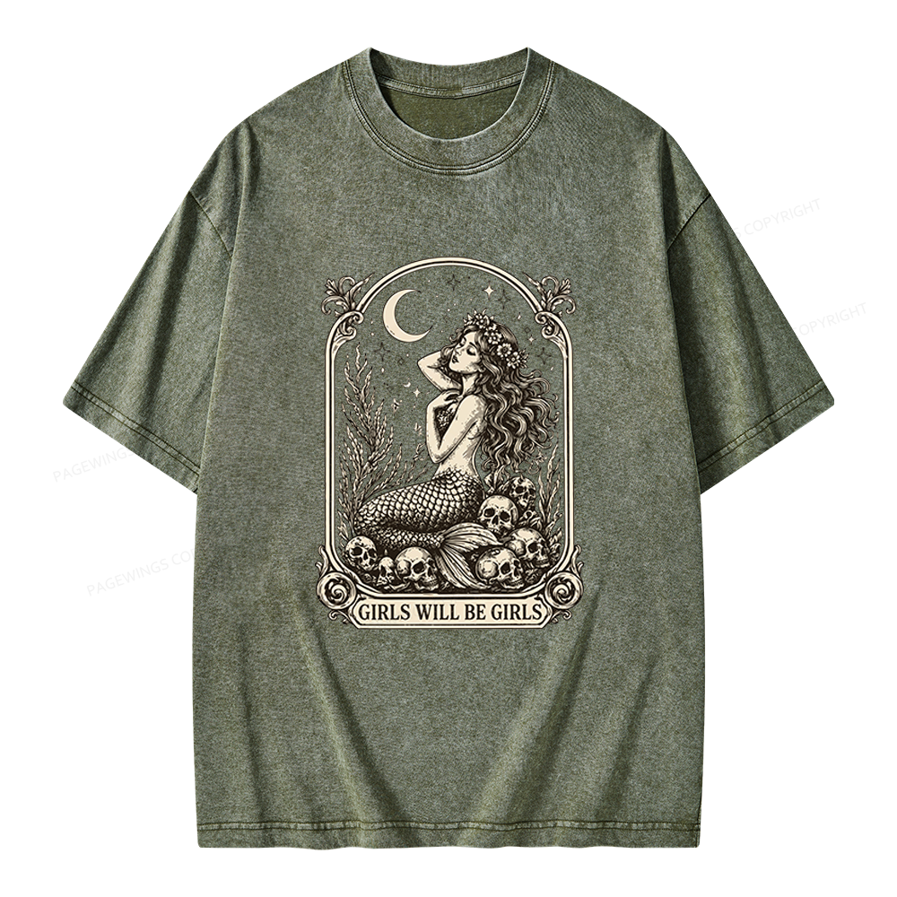 Pagewings Girls Will Be Girls Unisex Washed T-shirt