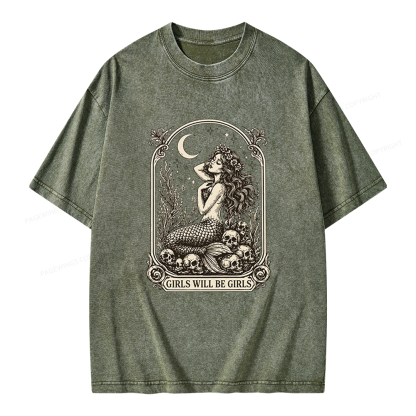 Pagewings Girls Will Be Girls Unisex Washed T-shirt