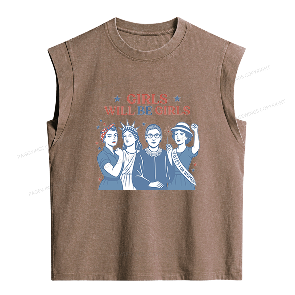 Pagewings Girls Will Be Girls Women's Washed Tank Top