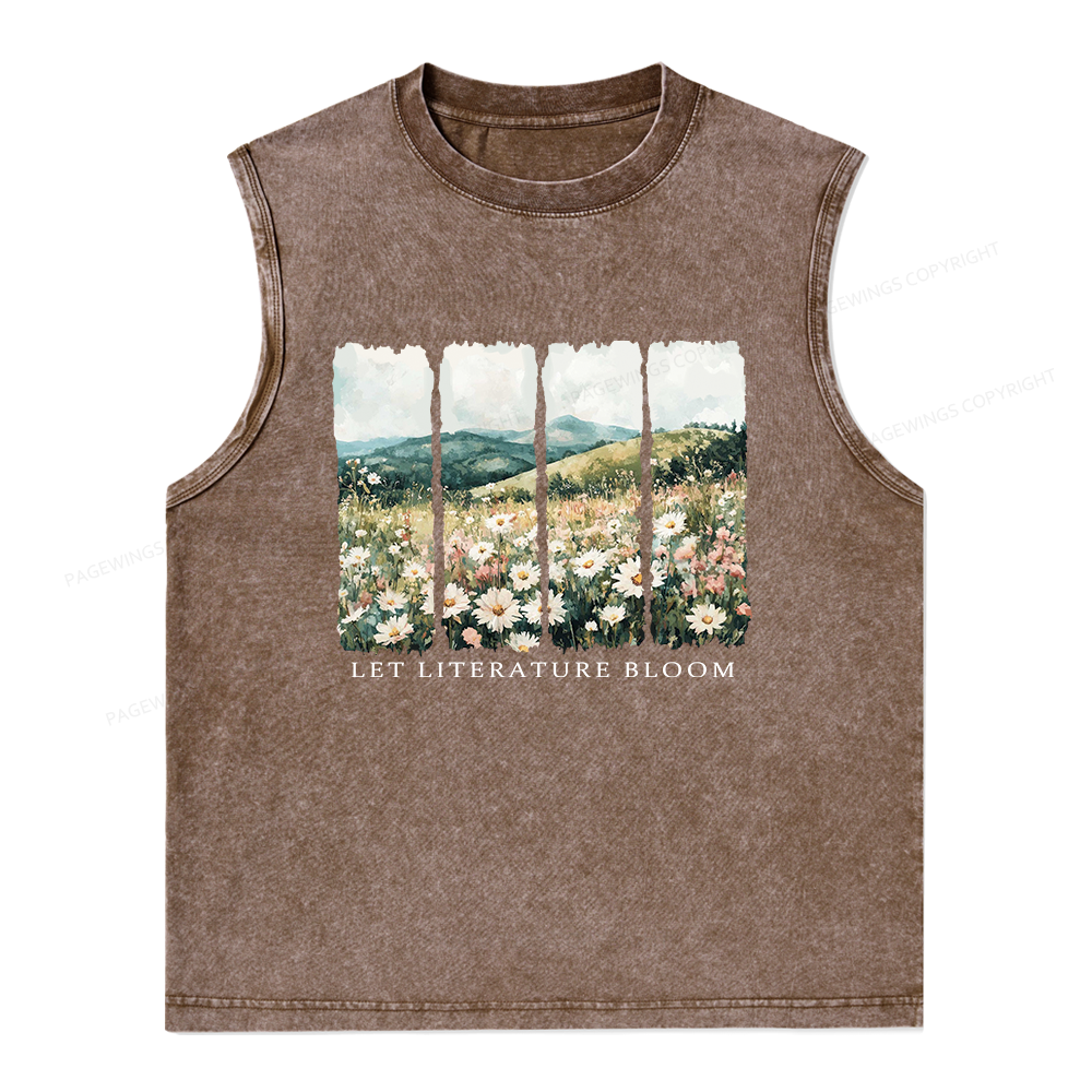 Pagewings Let Literature Bloom Unisex Washed Tank Top