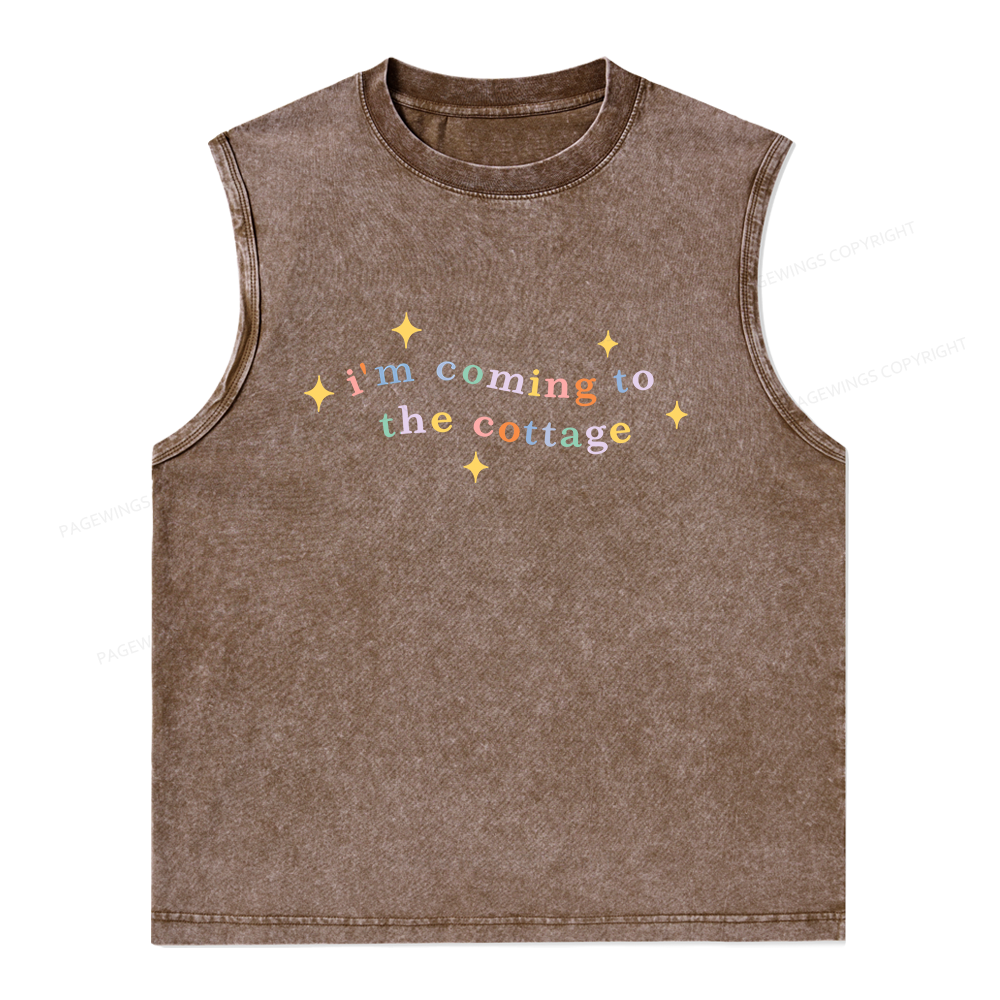 Pagewings I'm Coming To The Cottage Unisex Washed Tank Top