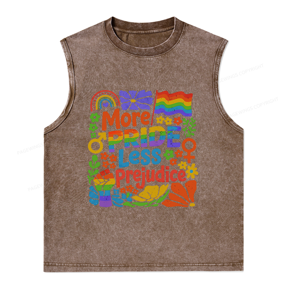 Pagewings More Pride Less Prejudice Unisex Washed Tank Top