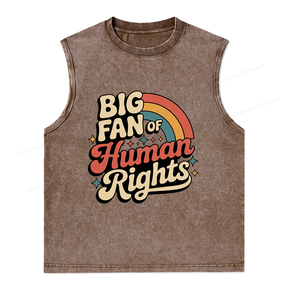 Pagewings Big Fan of Human Rights Unisex Washed Tank Top