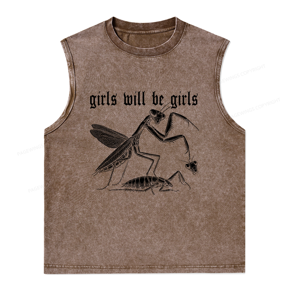 Pagewings Girls Will Be Girls Unisex Washed Tank Top