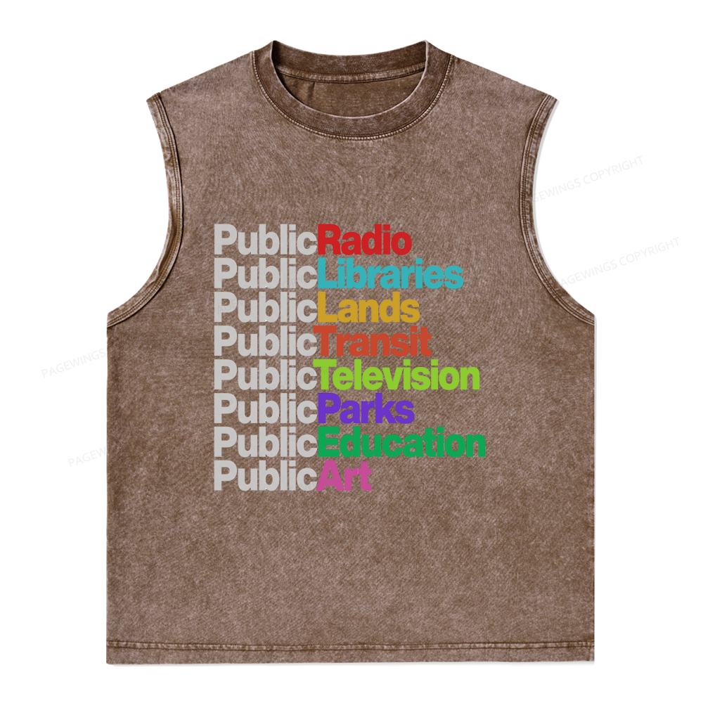 Pagewings Public Libraries Unisex Washed Tank Top