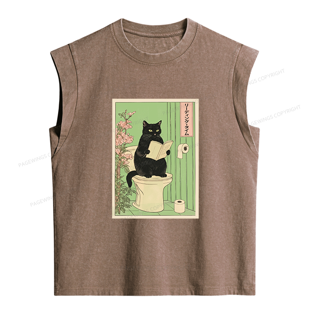 Pagewings Black Cat Women's Washed Tank Top