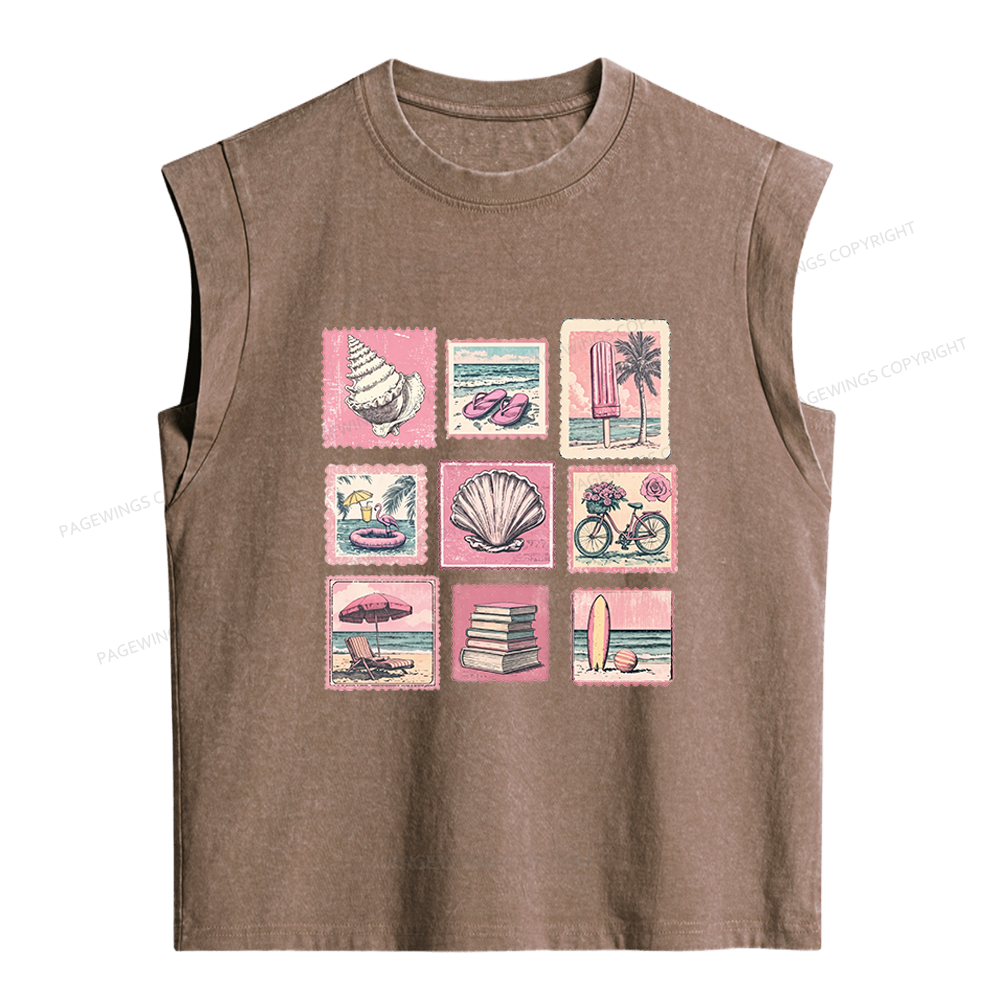 Pagewings Beach Summer Women's Washed Tank Top
