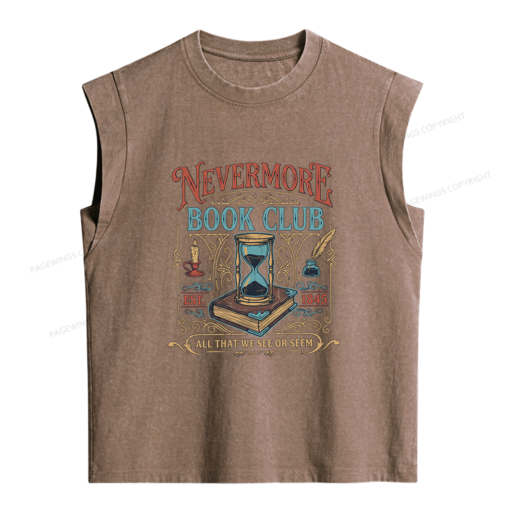 Pagewings Nevermore Book Club Women's Washed Tank Top