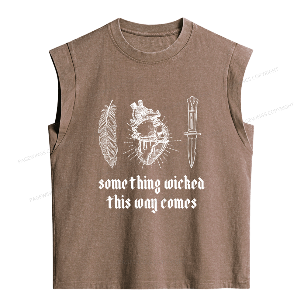 Pagewings Something Wicked This Way Comes Women's Washed Tank Top