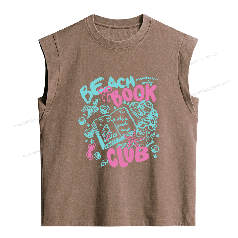 Pagewings Beach Book Club Women's Washed Tank Top