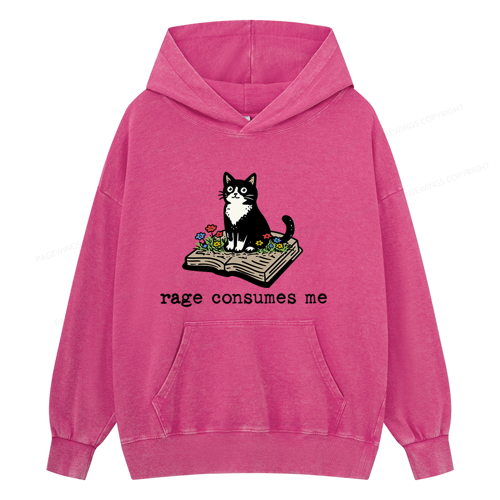 Pagewings Rage Consumes Me Unisex Washed Hoodie