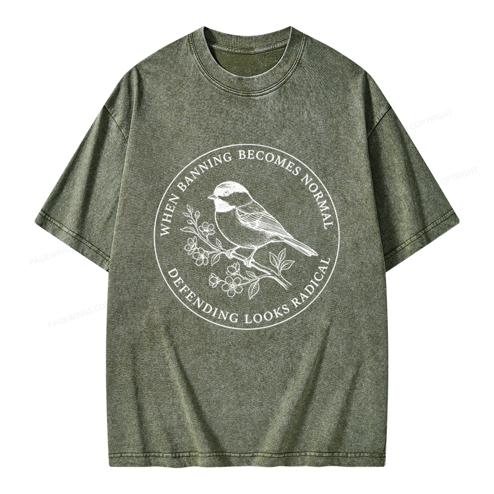 Pagewings Banned Books Unisex Washed T-shirt